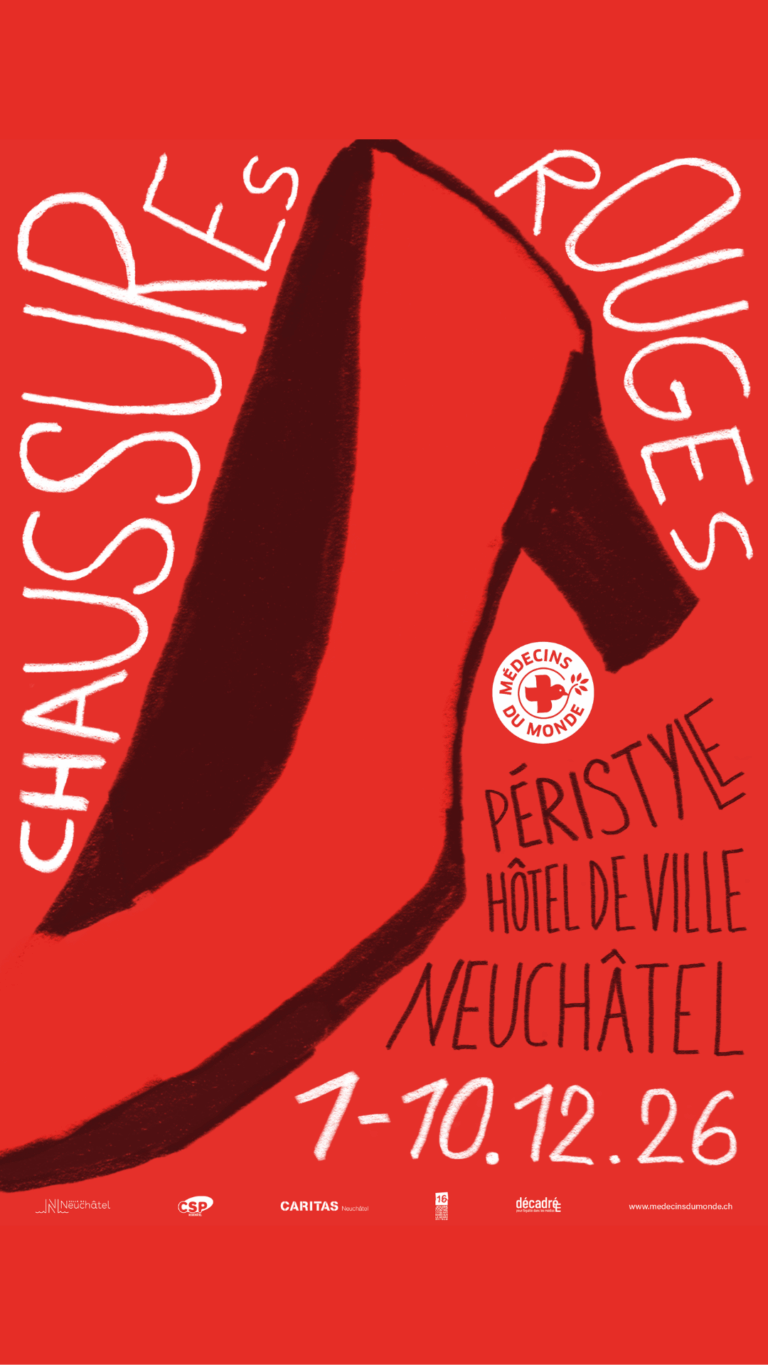 Chassures Rouges Médecins du Monde exposition Neuchâtel