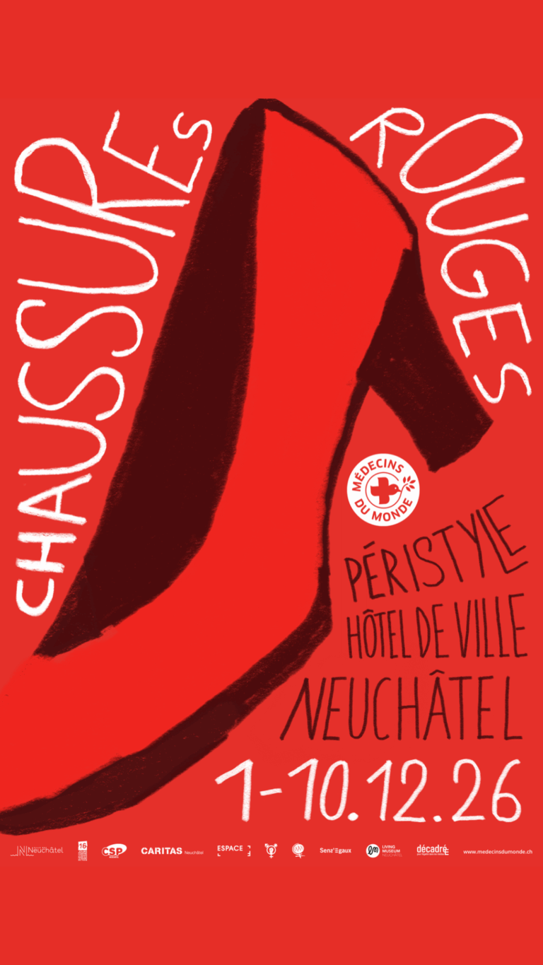 Chaussures Rouges Médecins du Monde exposition Neuchâtel