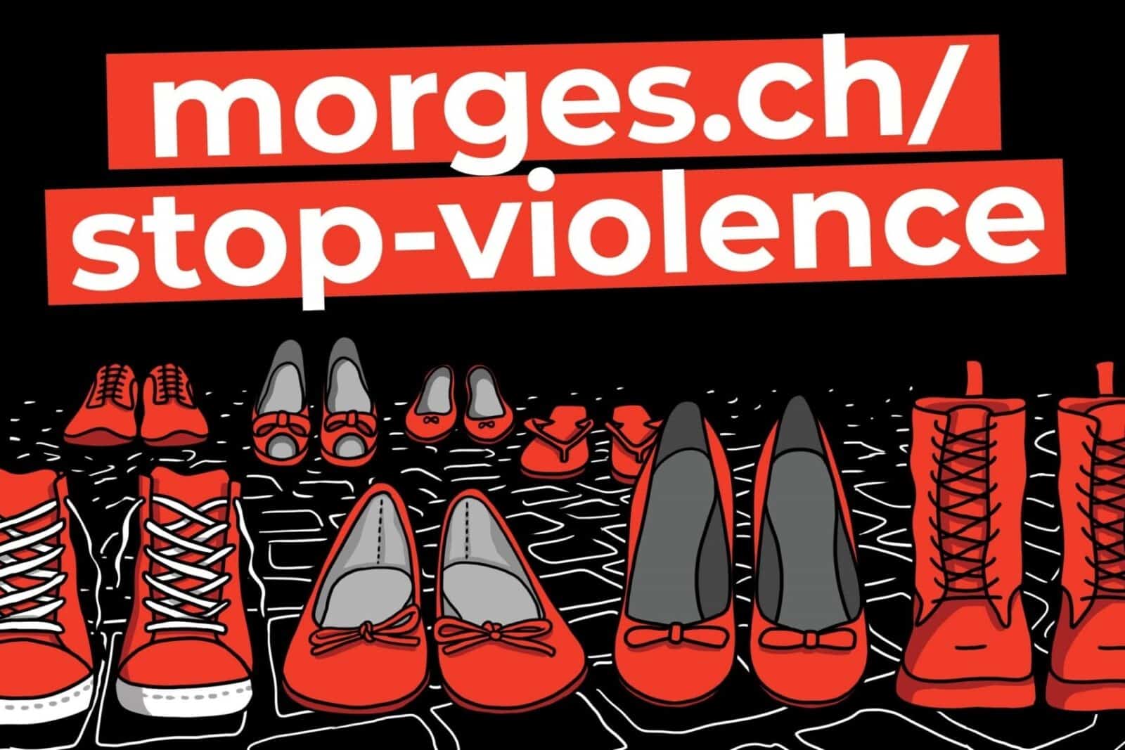 Chaussures rouges stop violence Morges